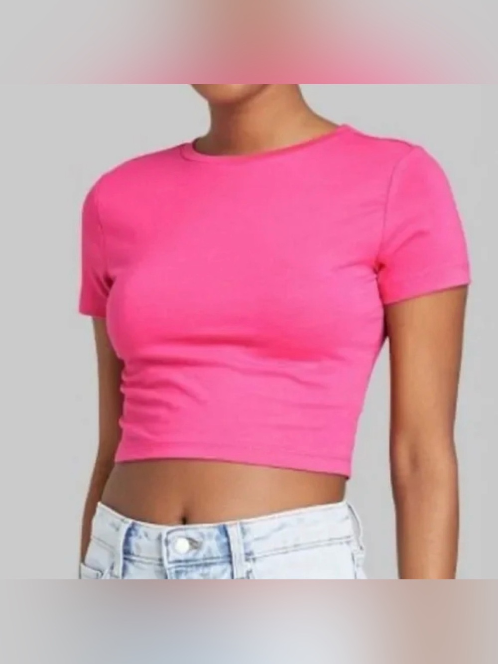 Wild Fable Hot Pink Cropped Baby Tee Size Medium | Fitted Crewneck T-Shirt